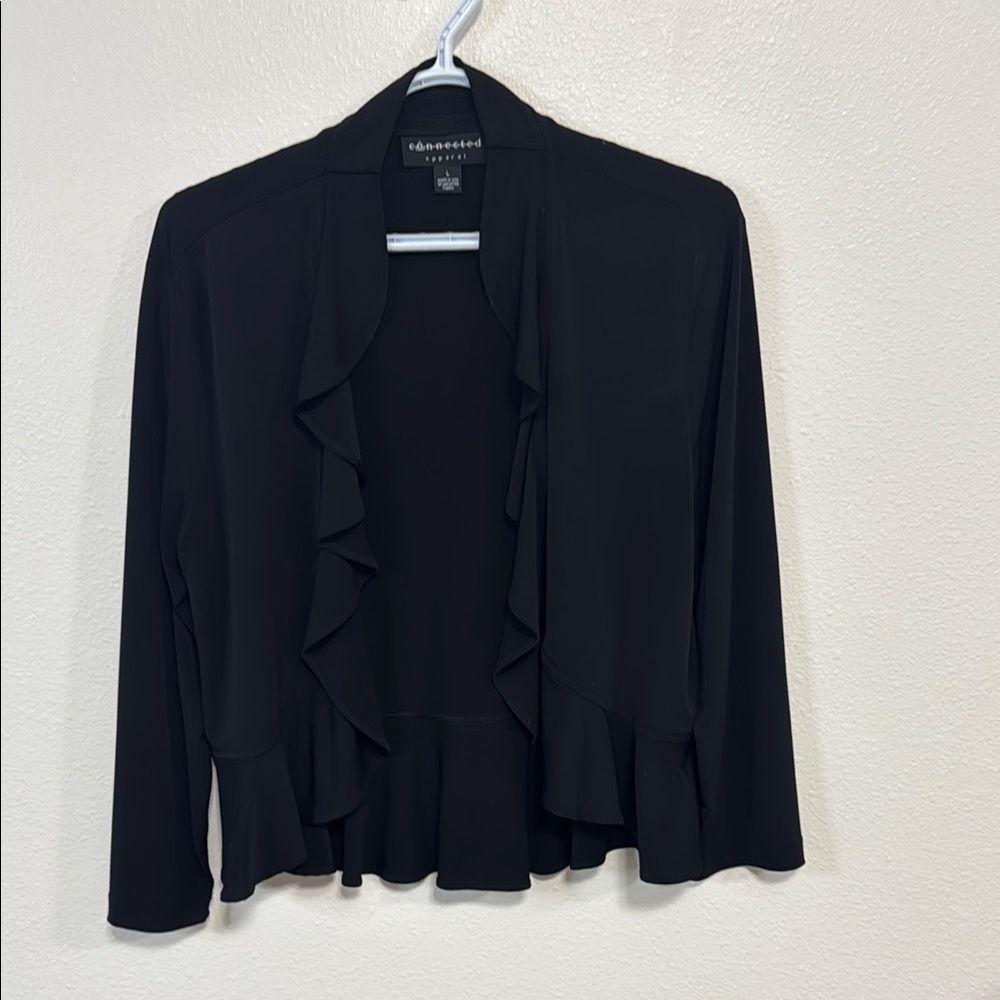 Connected Apparel Black Ruffle Tunic